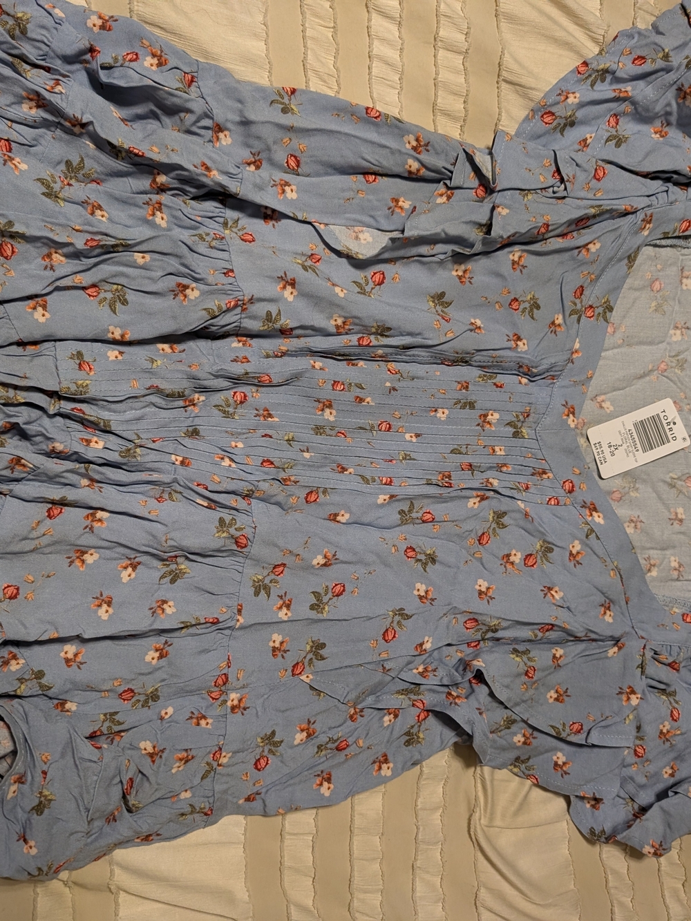 torrid Light Blue Floral Top with Pink Accents